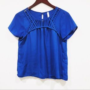 Royal blue cutout top